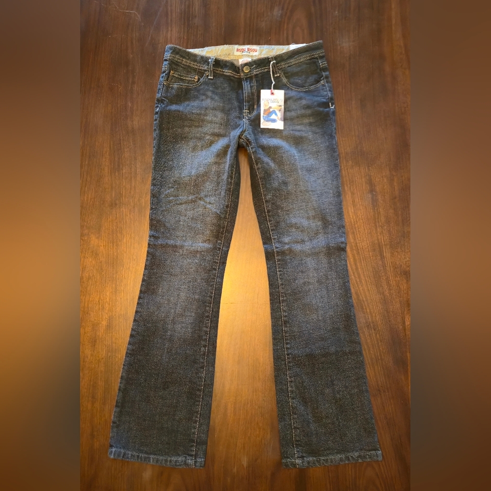 Bisou Bisou "Bisou‎ Basic Med Black Wash" Flare Wide Leg Jeans Size 10
